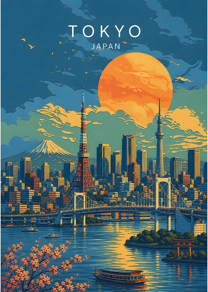 Tokyo Japan Travel Poster Art