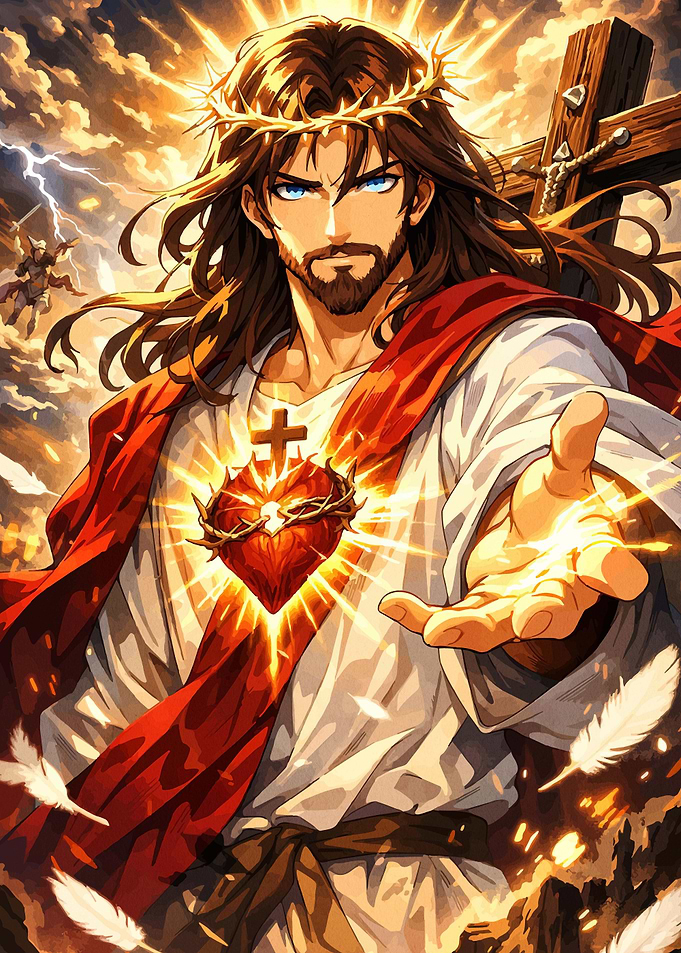 Anime Style Jesus with Sacred Heart