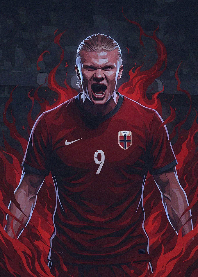 Erling Haaland Norway Soccer Poster