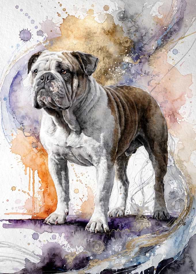 Watercolor Bulldog Portrait