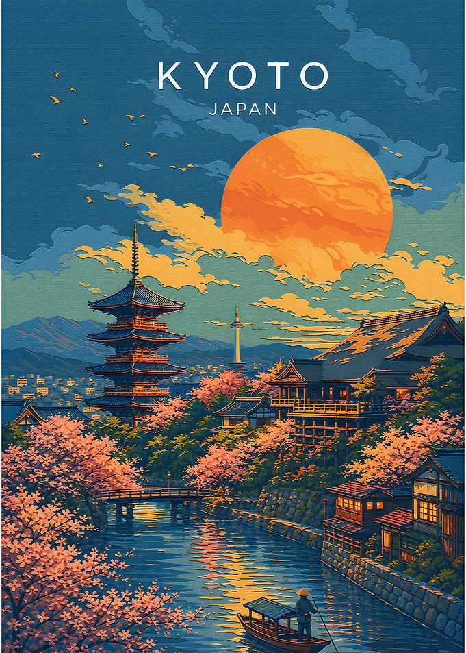 Kyoto Japan Travel Poster Art