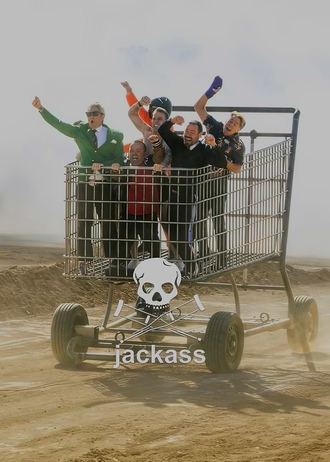 Jackass Cast in Giant Shopping Cart