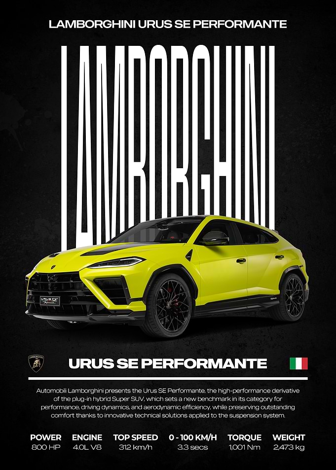 Lamborghini Urus SE Performante Poster