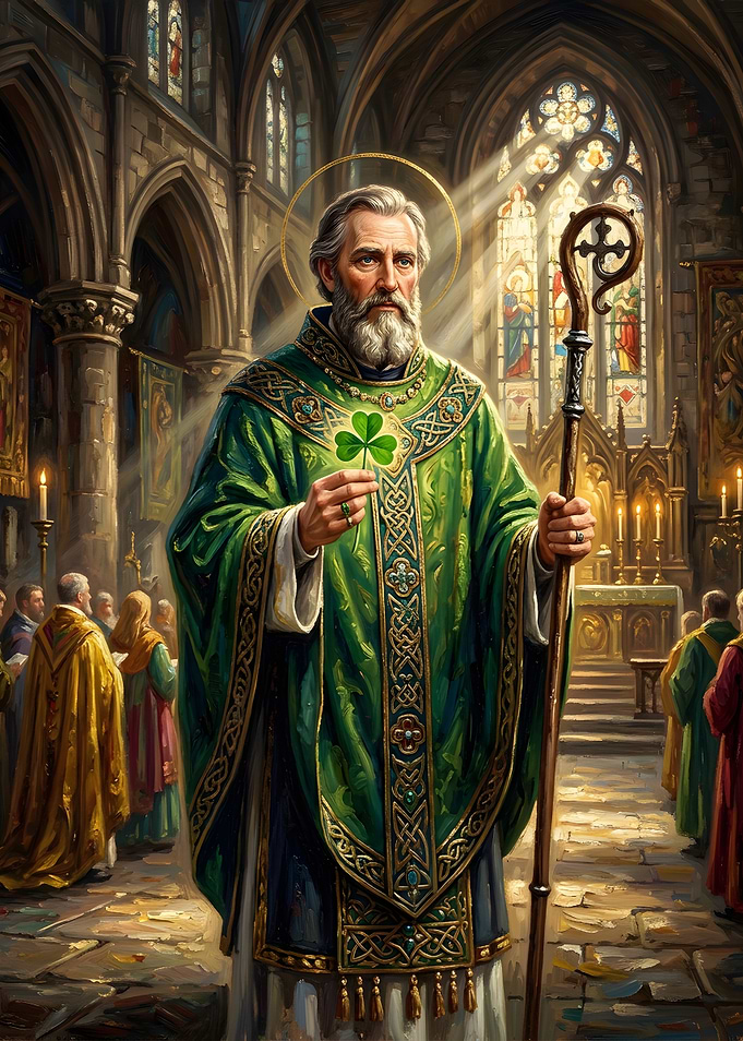 Saint Patrick Holding a Shamrock