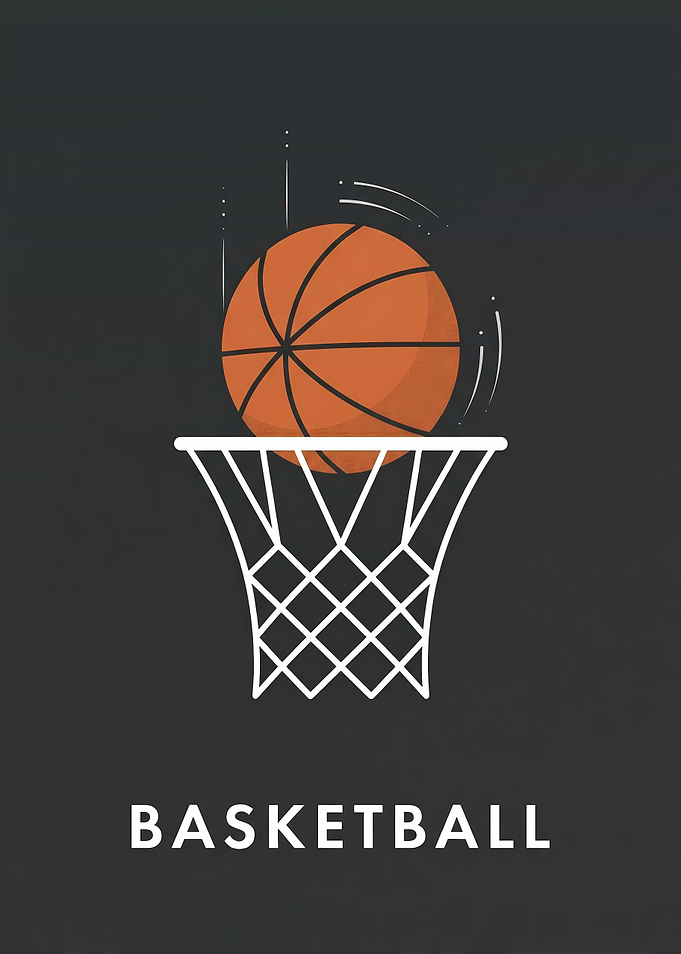 Minimalist Basketball Hoop and Ball