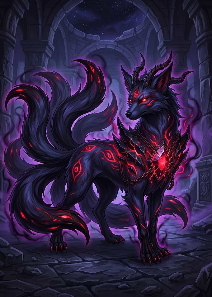 Dark Demonic Nine-Tailed Fox