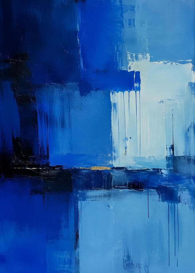 Abstract Blue and Gold Painting