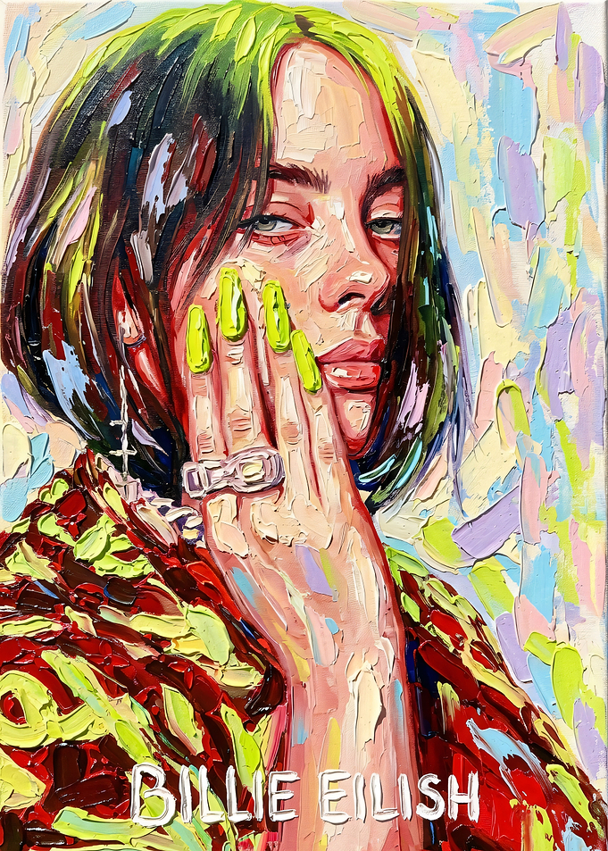 Impressionist Oil Painting of Billie Eilish
