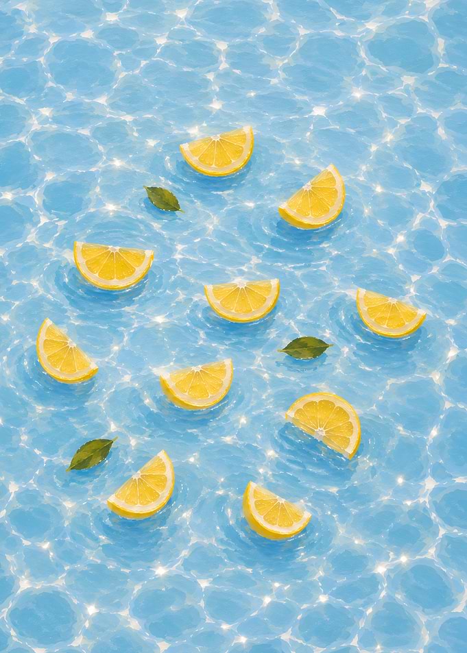 Lemon Slices Floating in Water