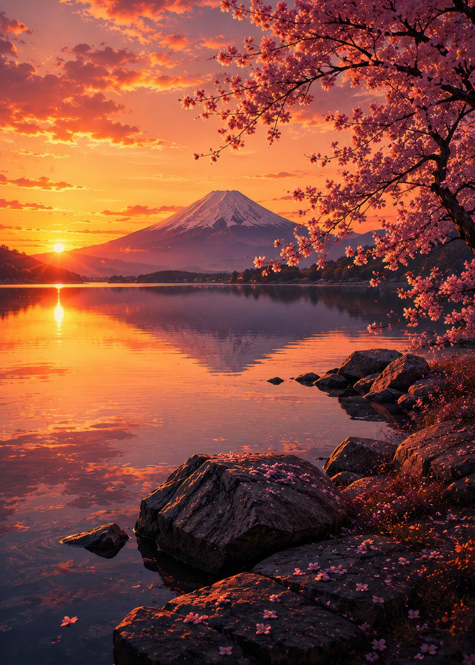 Serene Japanese Sunset Landscape