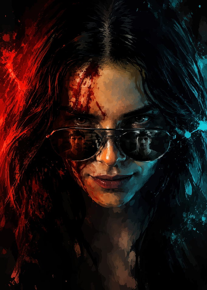 Bloody Portrait with Reflective Sunglasses