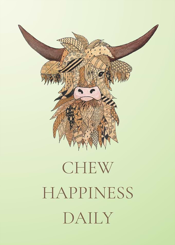 Doodle Highland Cow Inspirational Poster