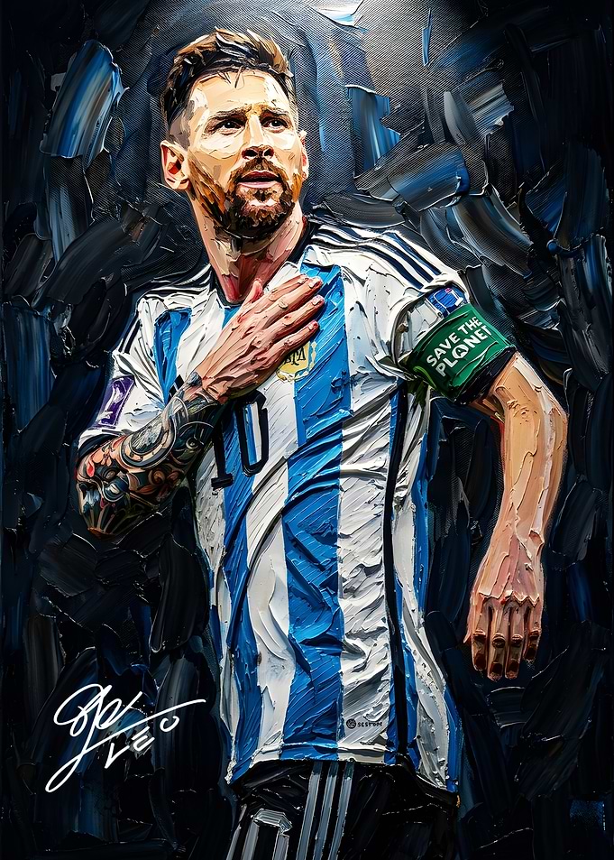 Lionel Messi Oil Painting Portrait