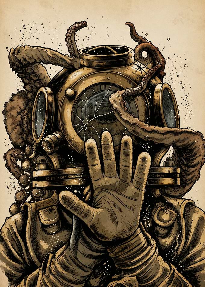 Steampunk Diver with Kraken Tentacles