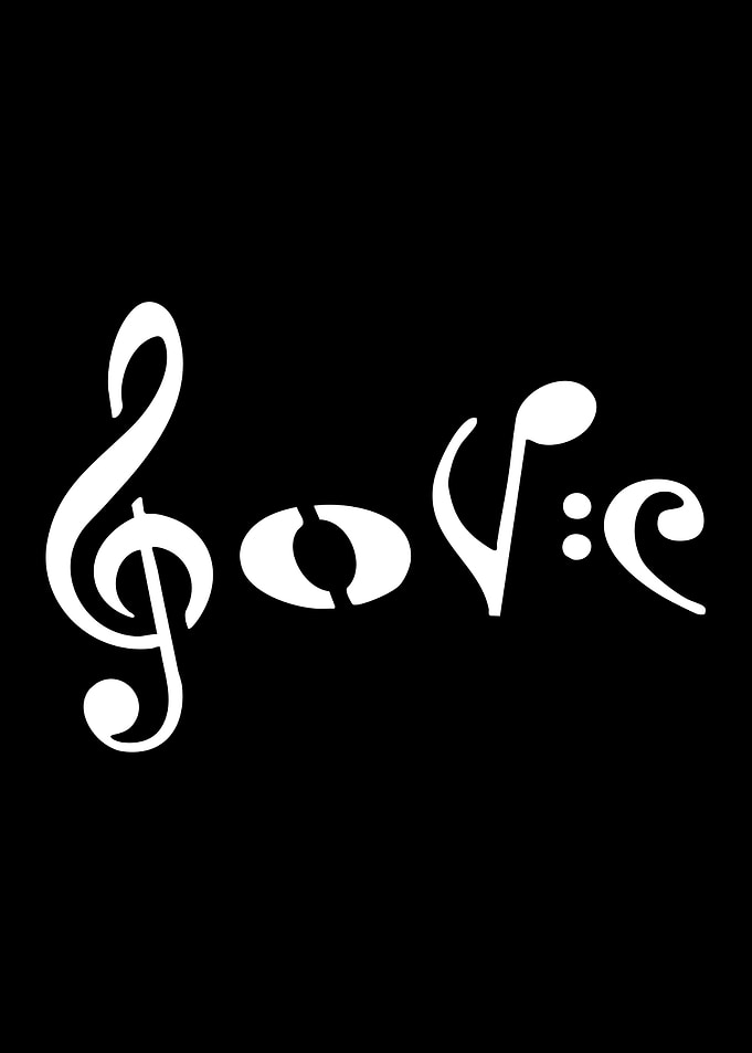 Love spelled with musical symbols