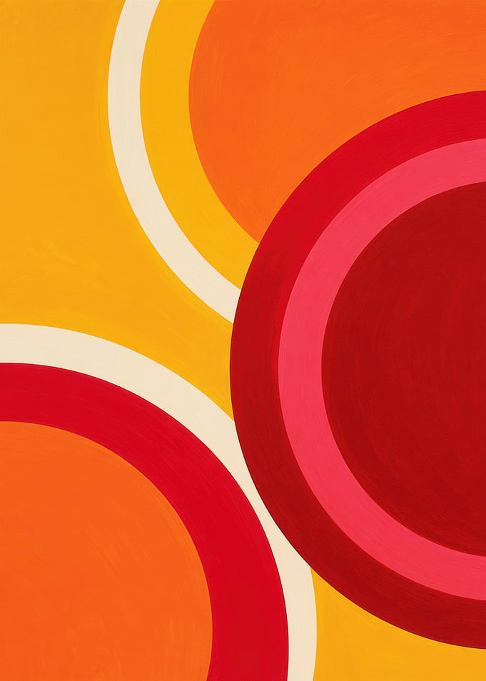 Abstract Sunny Retro Circles Composition