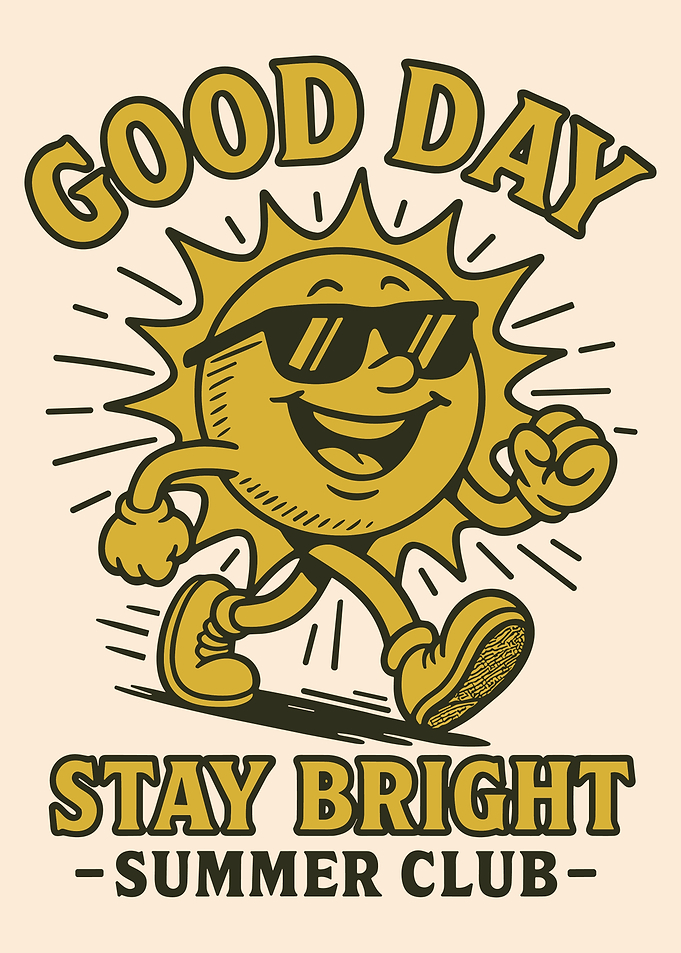 Retro Good Day Sun Wall Art Poster Vintage Summer Club Sunshine Decor
