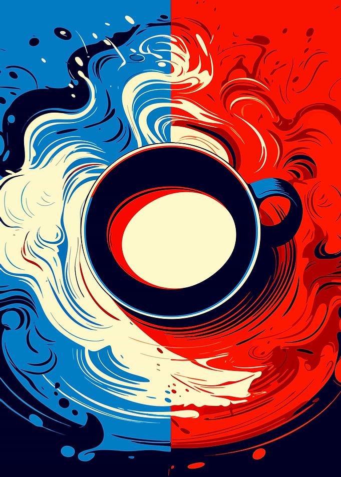Abstract Coffee Cup with Dual Tones