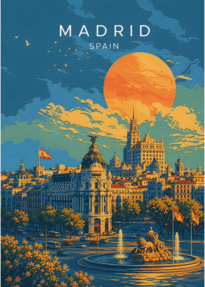 Madrid Spain Vintage Travel Poster