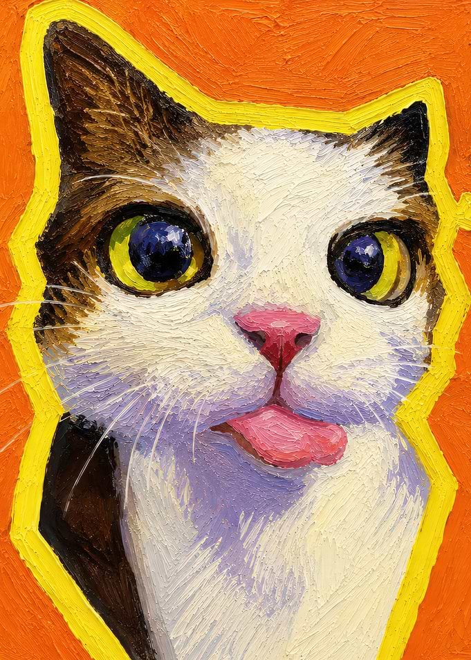 Oil Painting of a Silly Cat