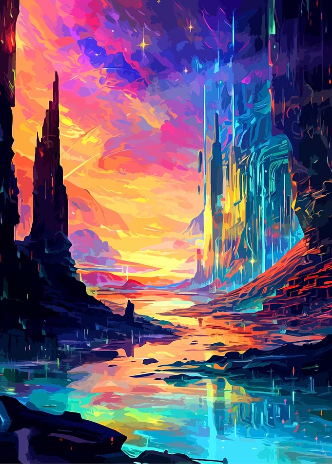 Vibrant Surreal Alien Landscape