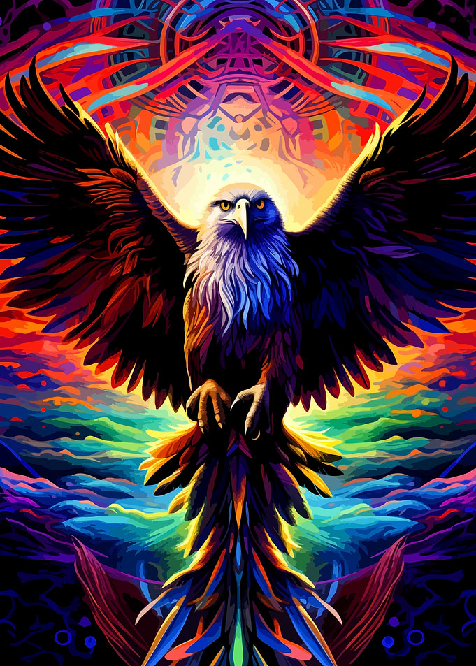 Psychedelic Eagle in Vibrant Colors