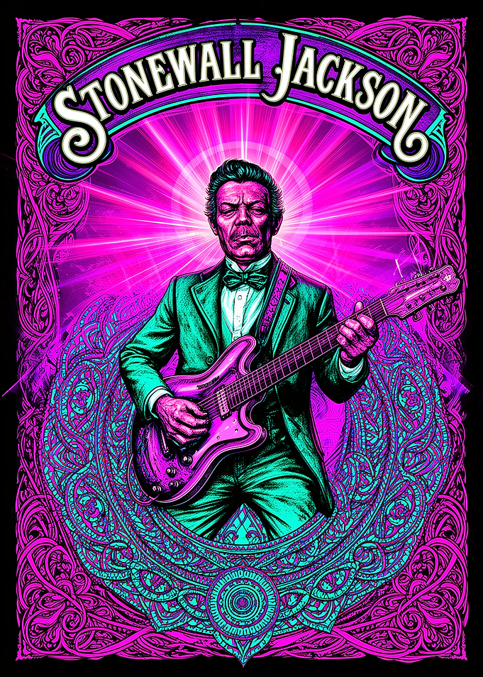 Stonewall Jackson Psychedelic Music Poster