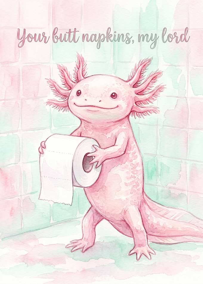 Funny Axolotl Toilet Paper Illustration