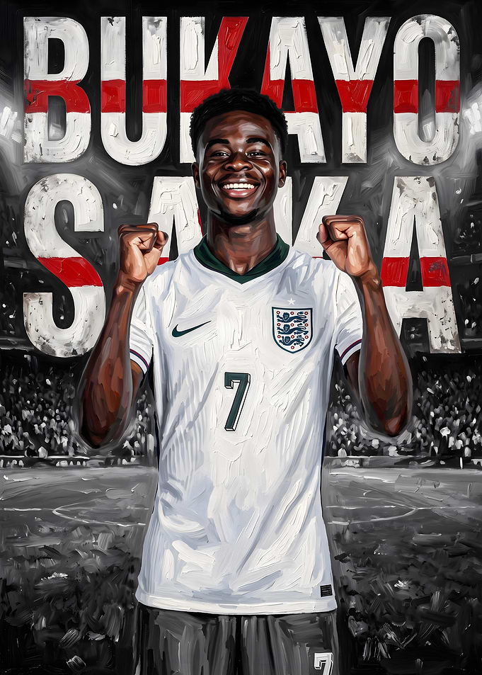 Bukayo Saka England Football Poster