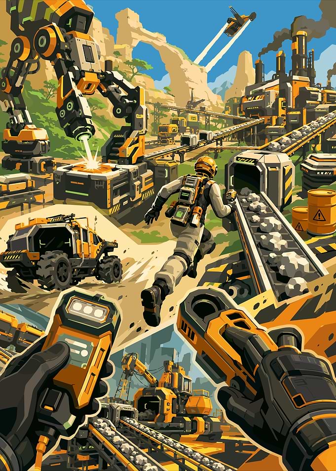Satisfactory Game Industrial Factory Scene