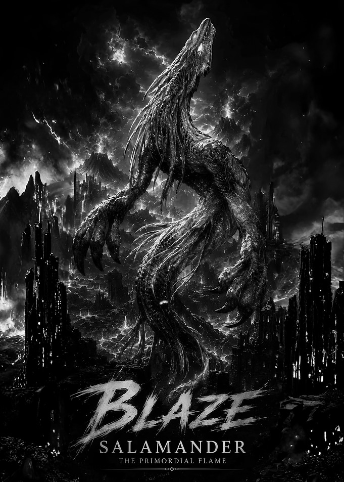 Blaze Salamander Primordial Flame Poster