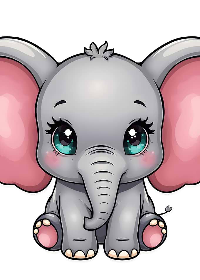 Cute Chibi Baby Elephant Illustration