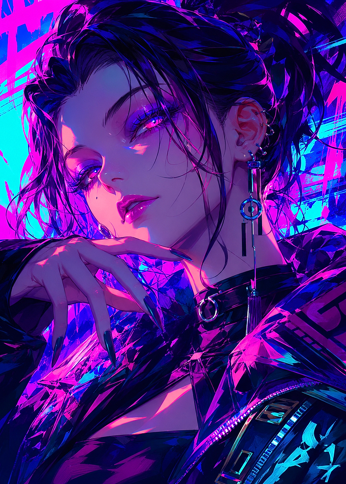 Cyberpunk Neon Anime Girl