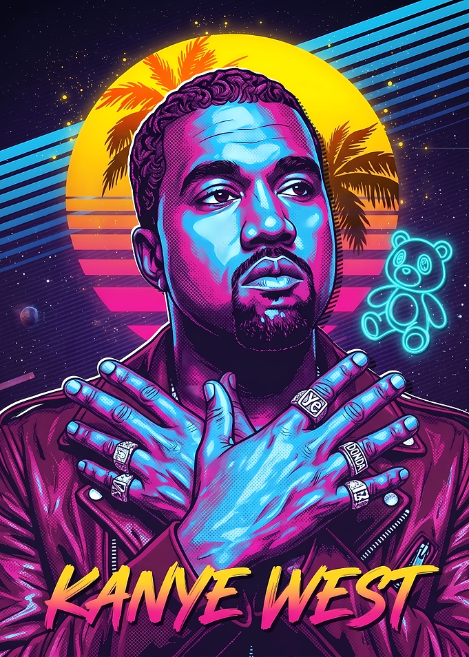 Kanye West Synthwave Style Portrait