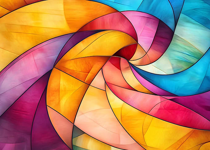 Vibrant Stained Glass Swirl Abstract