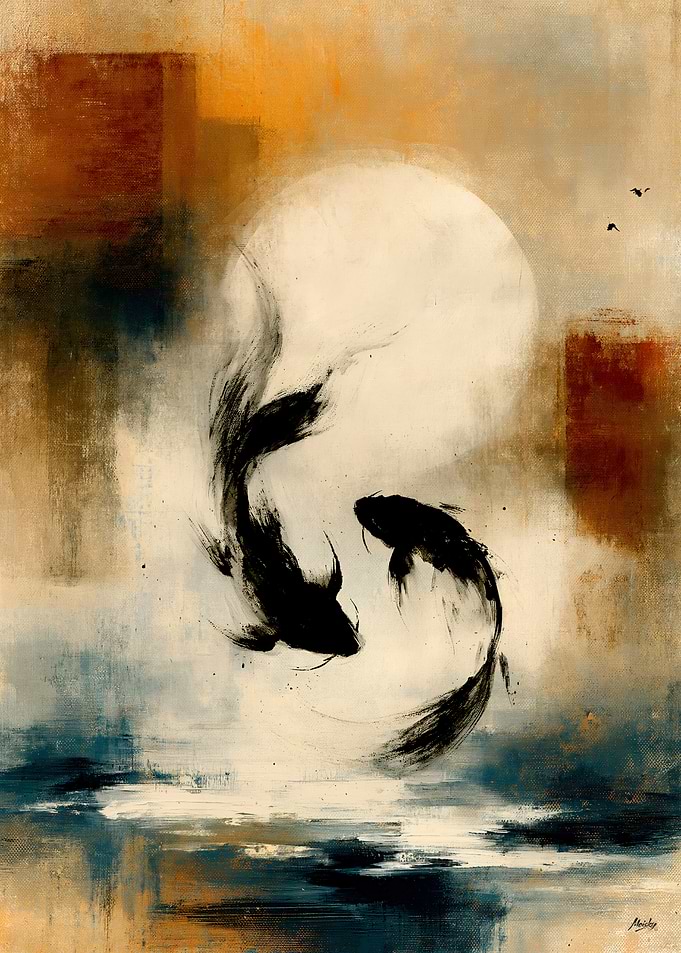 Sumi Essence No. 10 – Moon Koi Gesture Wall Art