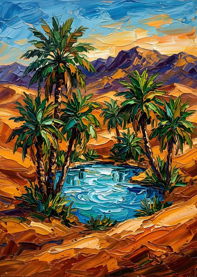 Oil Painting of Desert Oasis