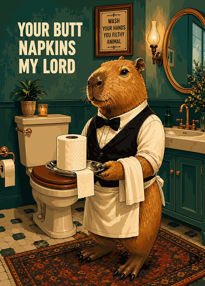 Capybara Butler Toilet Paper Poster