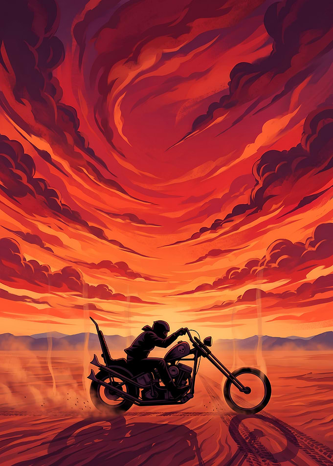 Chopper Motorcycle Desert Ride
