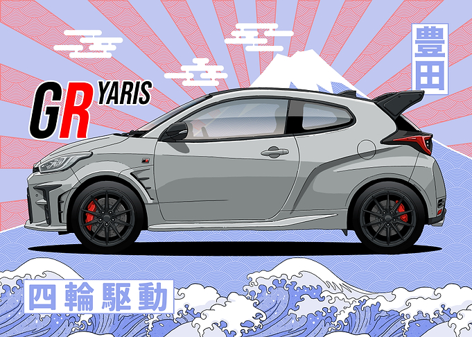 Toyota GR Yaris Japanese Art Illustration