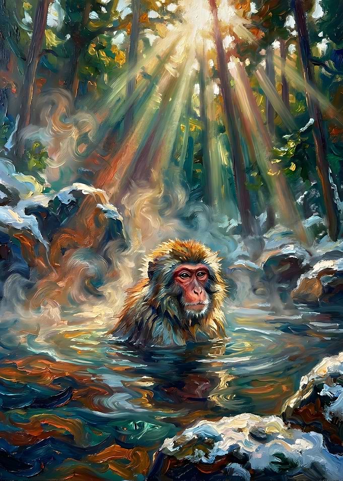 Snow Monkey in Hot Spring