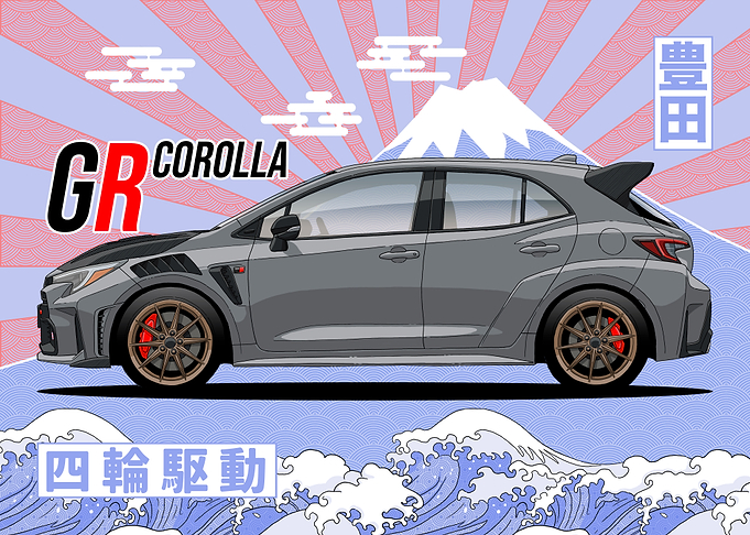 Toyota GR Corolla Japanese Art Illustration