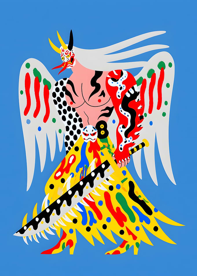 Abstract Oni Warrior Digital Illustration