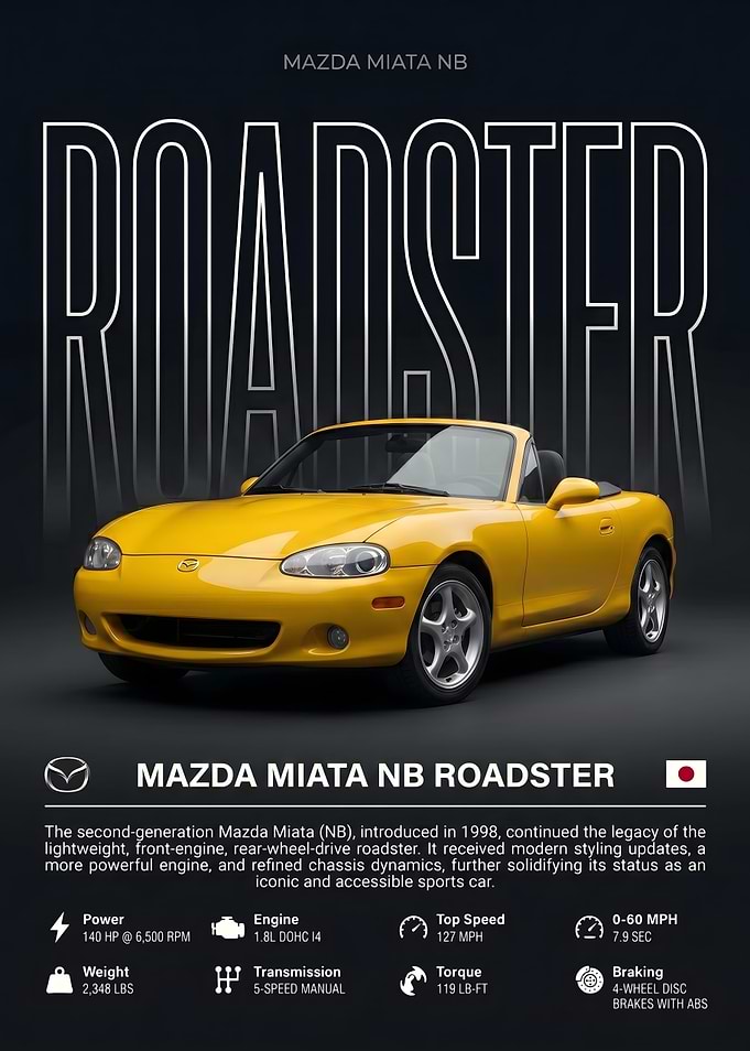 Mazda Miata NB Roadster Poster