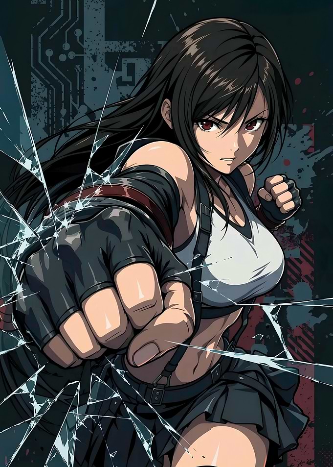 Tifa Lockhart Punching Through Glass