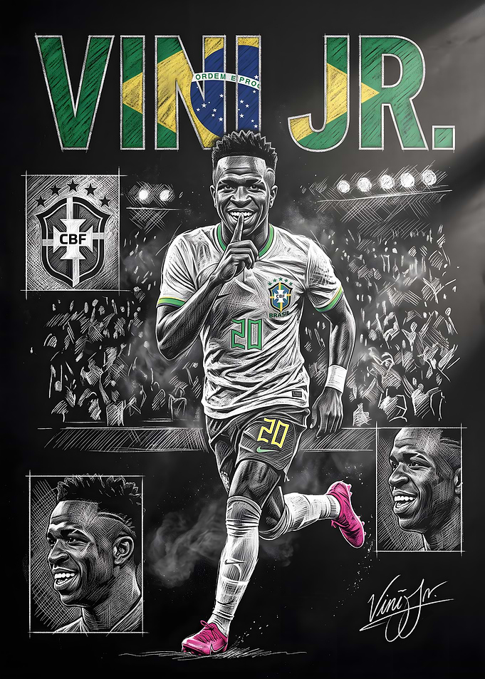 Vinicius Jr. Brazil Football Poster
