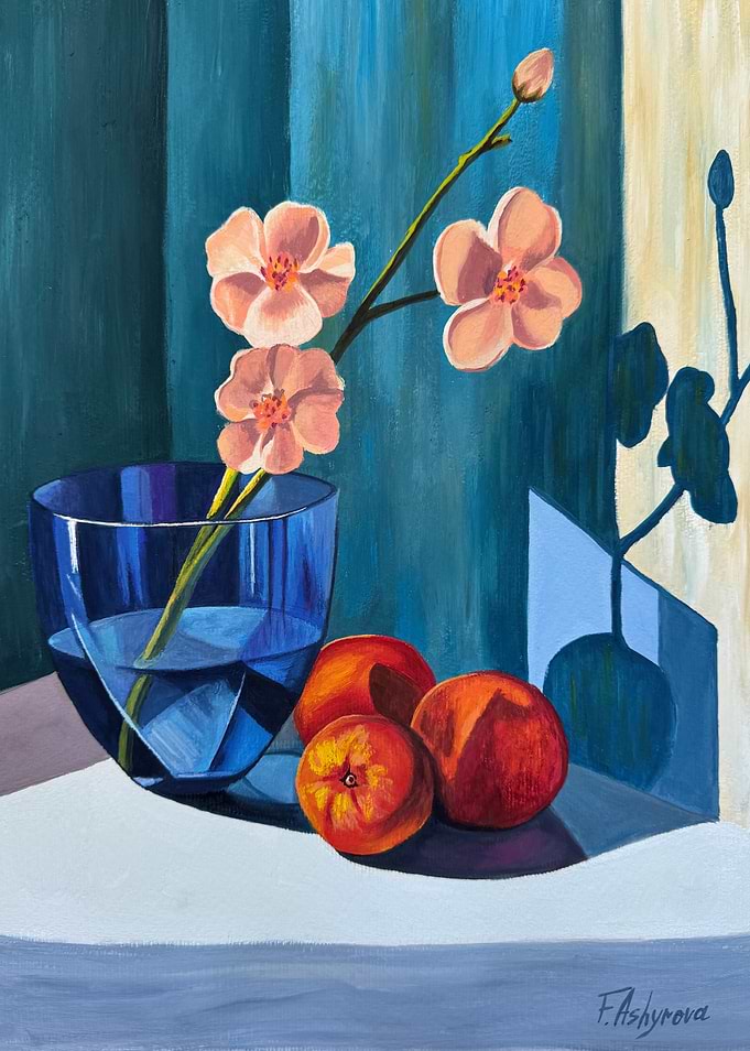 Still Life with Peaches and Flowers