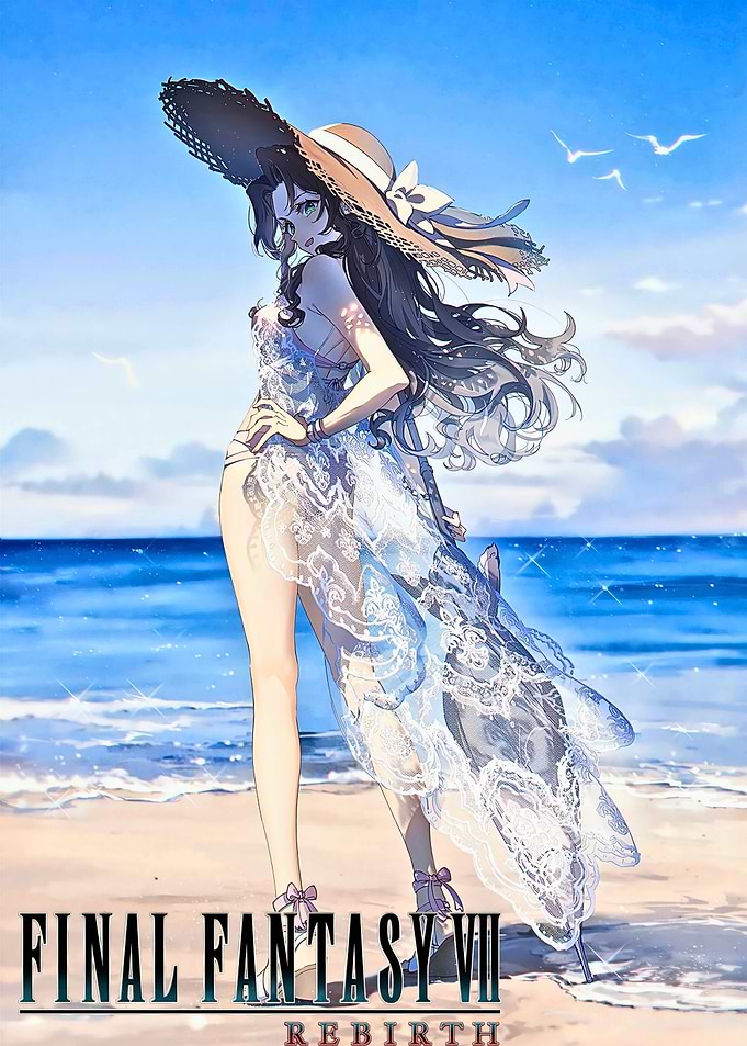 Aerith Gainsborough Beach Day Poster