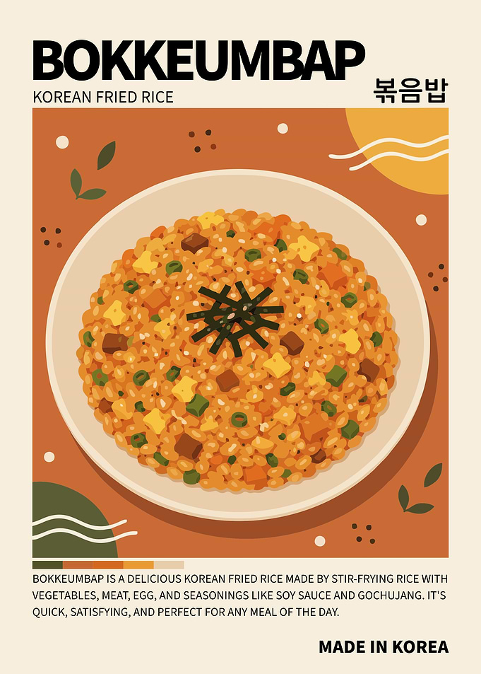 Bokkeumbap Poster – Korean Fried Rice Kitchen Wall Art