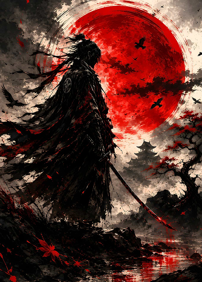 Samurai Under a Blood Red Moon